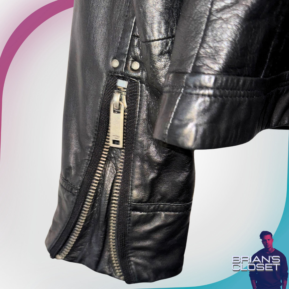 DIESEL Men's Leather Motorcycle Jacket in Black - L - Picture 13 of 15